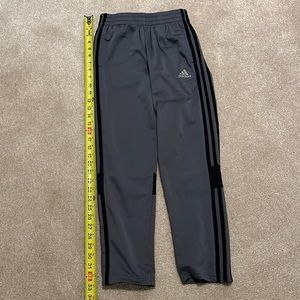 Boys size M (10/12) adidas gray athletic pants, black stripes.